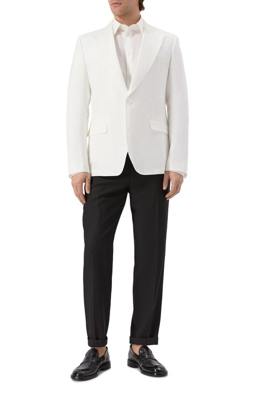 Льняной пиджак Dolce & Gabbana G2QS6T/FU4MC Кремовый  G2QS6T/FU4MC Фото 3