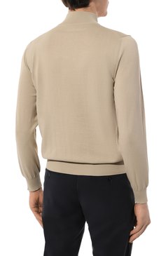 Мужской хлопковый джемпер CANALI бежевого цвета, арт. C0015/MK00145 | Фото 4 (Длина (для топов): Стандартные; Драгоценные камни: Проставлено; Материал внешний: Хлопок; Рукава: Длинные; Материал сплава: Проставлено; Вырез: Круглый; Мужское Кросс-КТ: Джемперы; Принт: Без принта; Стили: Кэжуэл)