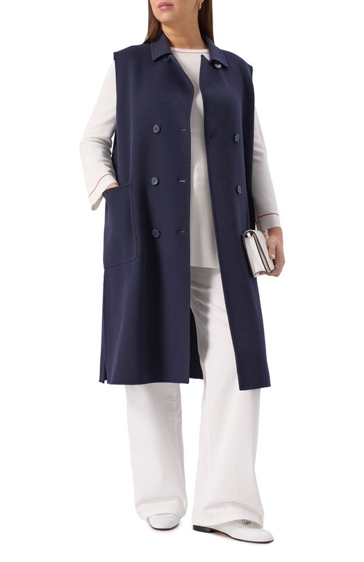 Жилет из шерсти и кашемира Marina Rinaldi Voyage Синий, фото 2