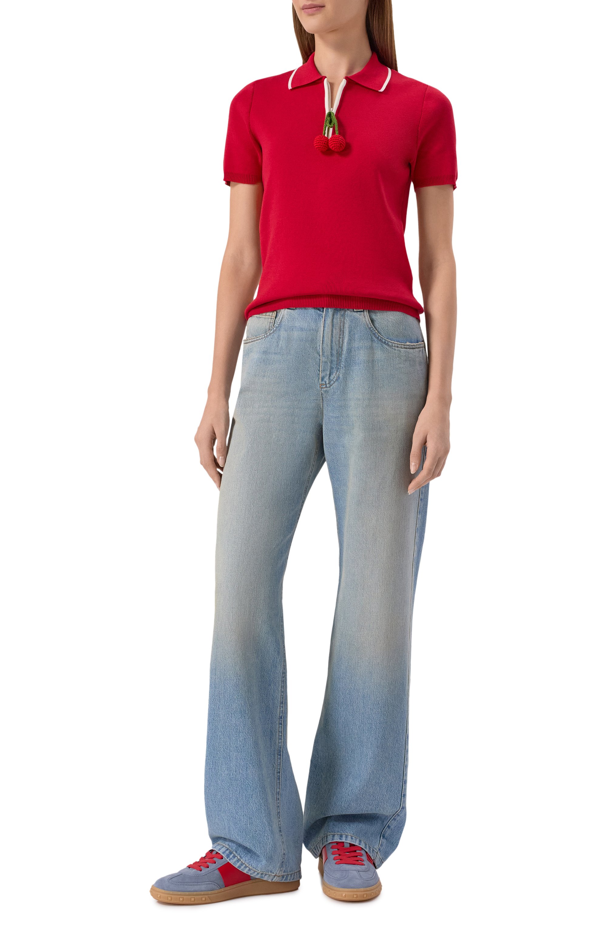 Хлопковое поло VALENTINO красного цвета по цене 171500 руб., арт. 7B3KC65F/9EQ, фото 2 Хлопковое поло VALENTINO, арт. 7B3KC65F/9EQ, фото 2