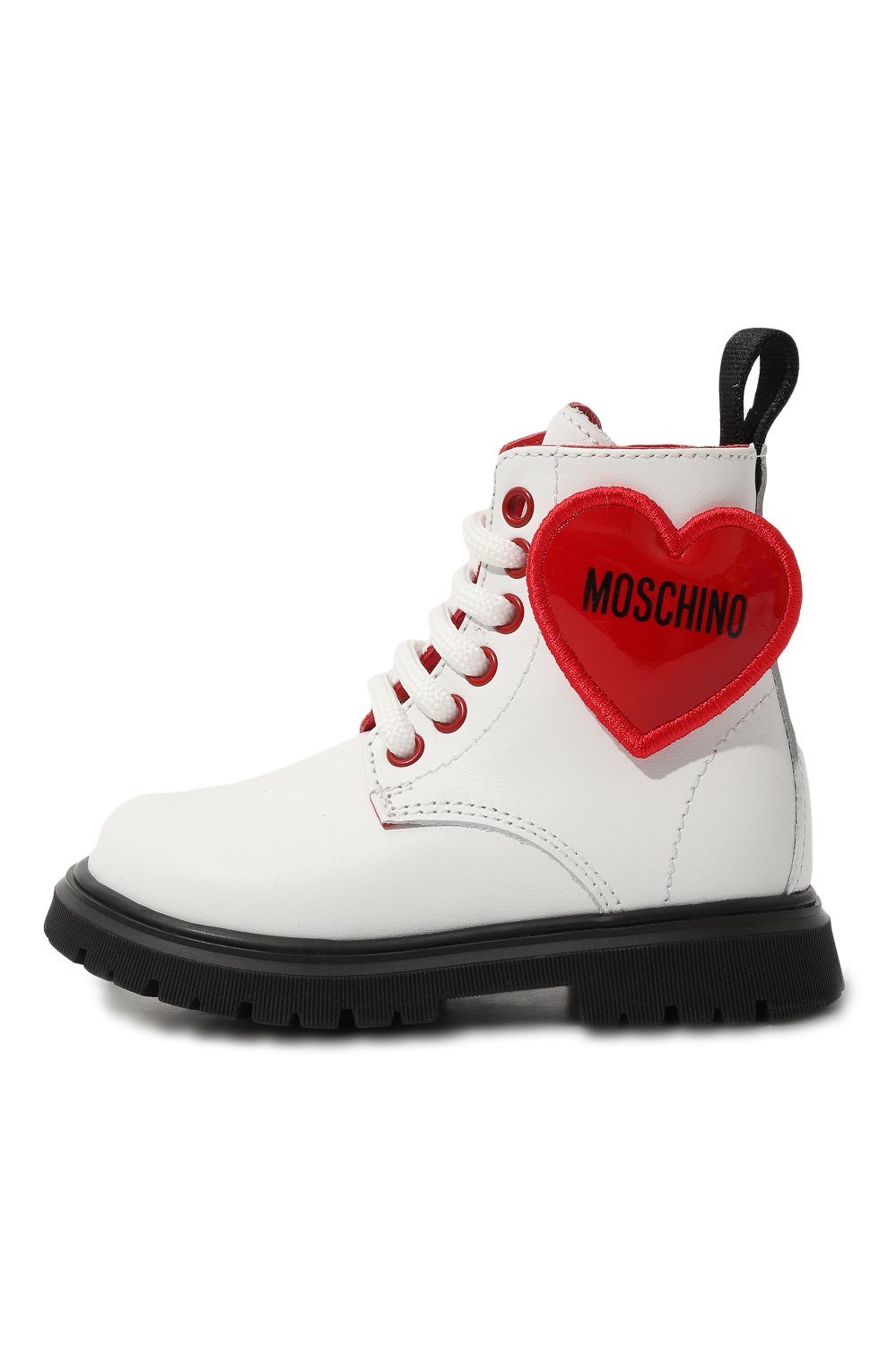 Кожаные ботинки MOSCHINO белого цвета по цене 27800 руб., арт. 75907/20-27, фото 2 Кожаные ботинки MOSCHINO, арт. 75907/20-27, фото 2