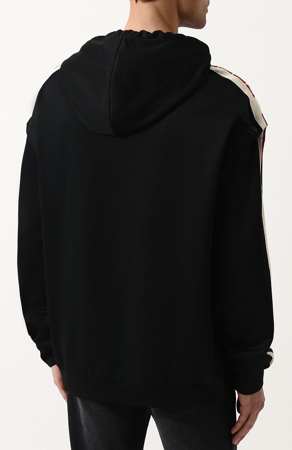 Худи с контрастной отделкой и отстегивающимися рукавами GUCCI черного цвета по цене 79950 руб., арт. 475354/X5U11, фото 4 Худи с контрастной отделкой и отстегивающимися рукавами GUCCI, арт. 475354/X5U11, фото 4