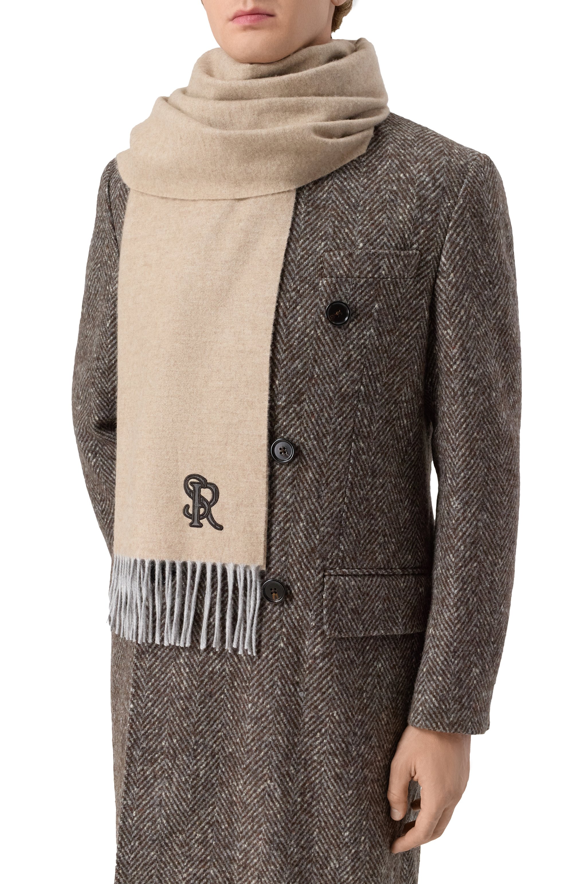 Кашемировый шарф с отделкой из кожи крокодила STEFANO RICCI, арт. MWA0300030/6853, фото 2