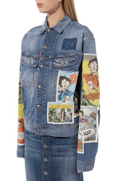 Джинсовая куртка DSQUARED2 голубого цвета по цене 99650 руб., арт. S75AM1046/S30342, фото 3 Джинсовая куртка DSQUARED2, арт. S75AM1046/S30342, фото 3