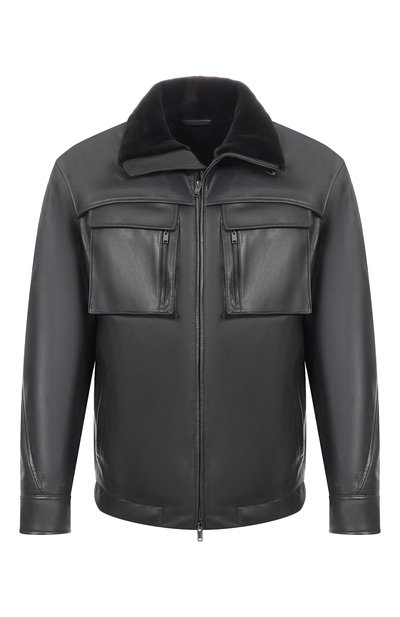 Мужская кожаная куртка с меховым воротником MVST, арт. M25.1PM.0011/ANTRA