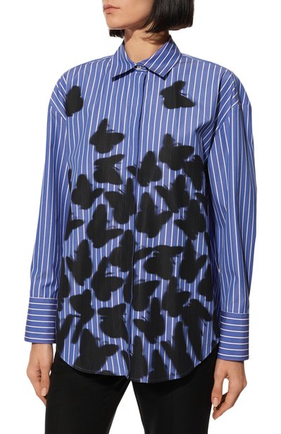Хлопковая рубашка MSGM голубого цвета по цене 32300 руб., арт. 3341MDE22X 227502, фото 3 Хлопковая рубашка MSGM, арт. 3341MDE22X 227502, фото 3