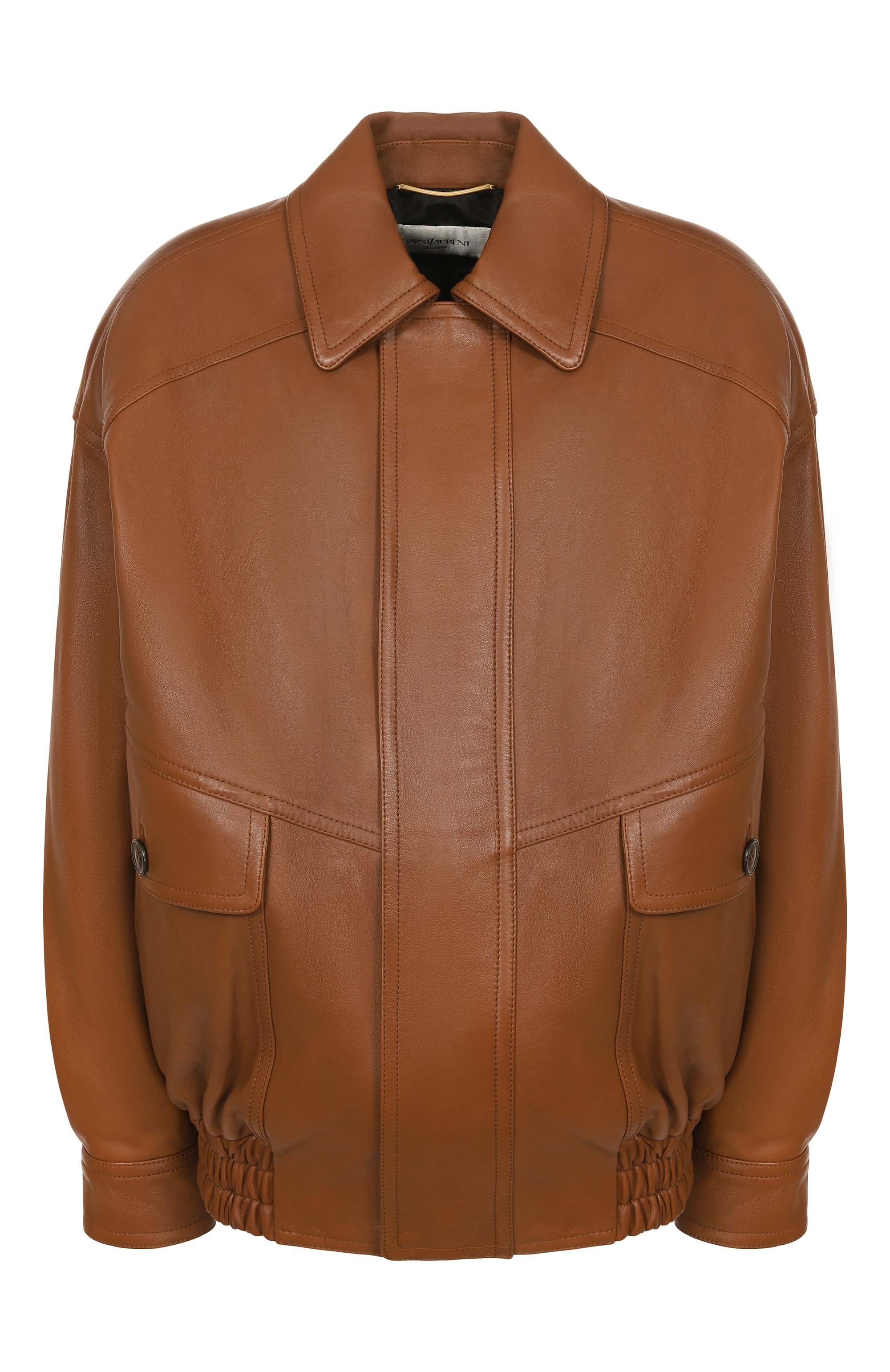 Кожаный бомбер SAINT LAURENT коричневого цвета по цене 1255000 руб., арт. 842948/YCSK2, фото 1 Кожаный бомбер SAINT LAURENT, арт. 842948/YCSK2, фото 1