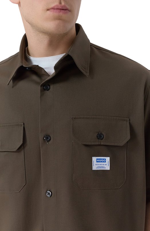 Хлопковая рубашка HUGO Blue 50517871 Коричневый  50517871 Фото 5