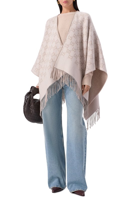 Шерстяное пончо Gucci 817831/3G200 Кремовый  817831/3G200 Фото 2