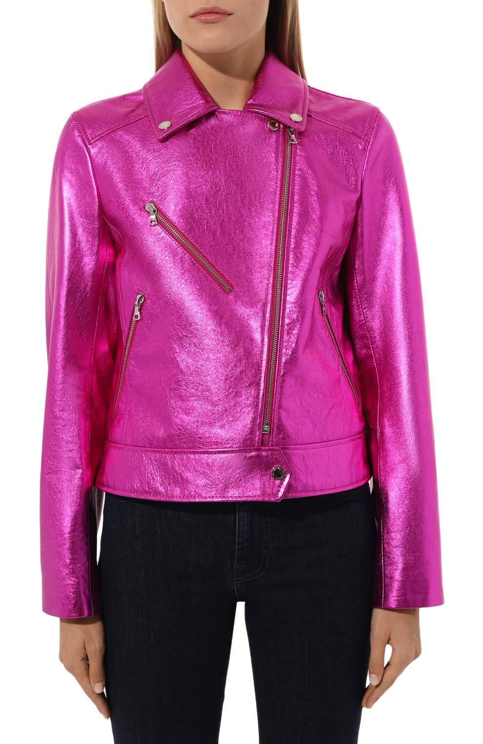 Кожаная куртка MASLOV фуксия цвета по цене 116600 руб., арт. K05, фото 3 Кожаная куртка MASLOV, арт. K05, фото 3