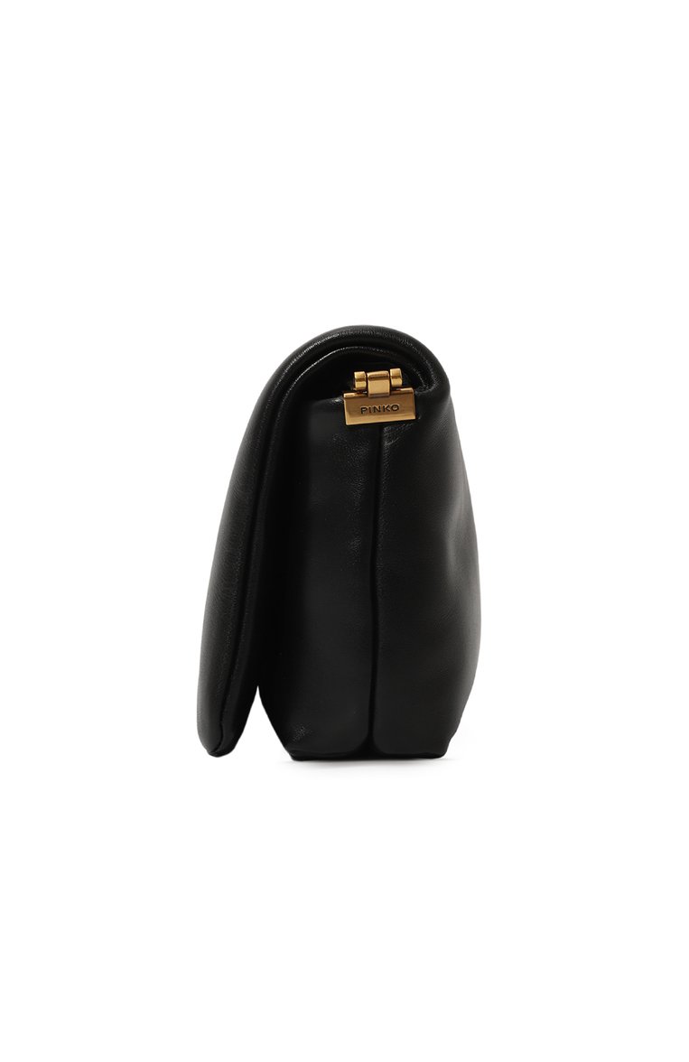 Женская сумка love click baby puff PINKO черного цвета, арт. 101584/A10F | Фото 4 (Сумки-технические: Сумки через плечо; Материал: Натуральная кожа; Материал сплава: Проставлено; Размер: mini; Ремень/цепочка: На ремешке; Драгоценные камни: Проставлено)