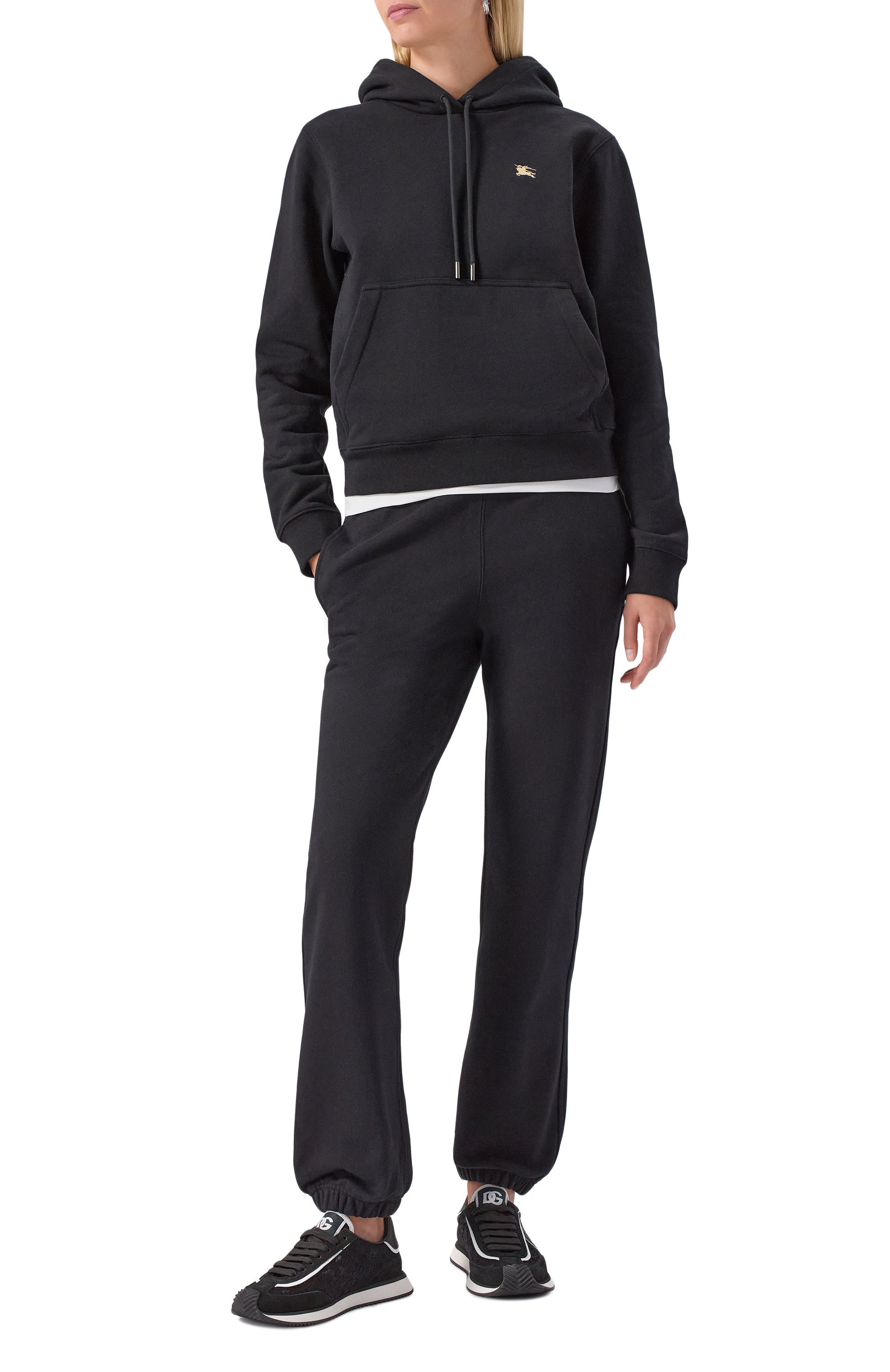 Хлопковые джоггеры BURBERRY черного цвета по цене 95450 руб., арт. 8110972, фото 2 Хлопковые джоггеры BURBERRY, арт. 8110972, фото 2