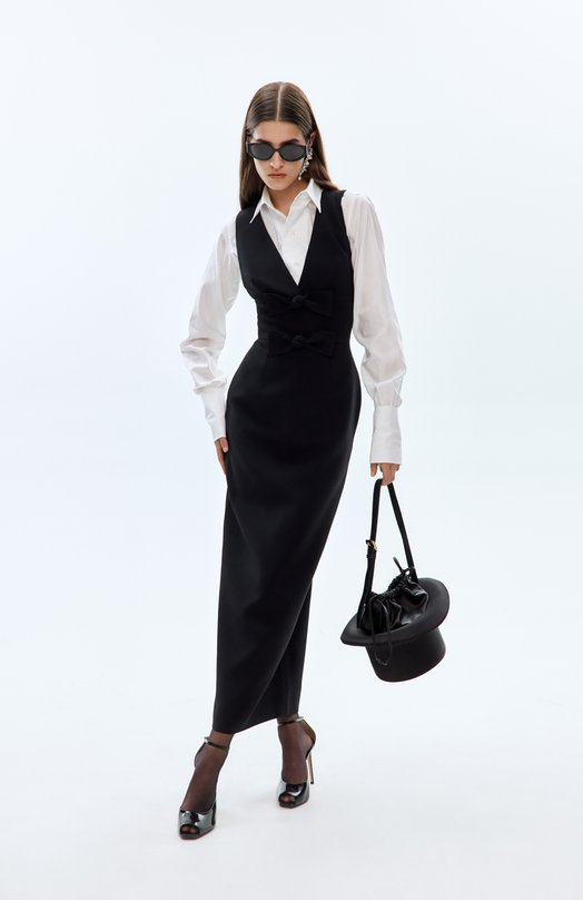 Платье из шелка и вискозы Elie Saab D0958NF25/CD023 Чёрный  D0958NF25/CD023 Фото 5