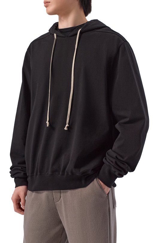 Хлопковое худи Rick Owens RR01F2281/BAEP16 Чёрный  RR01F2281/BAEP16 Фото 3