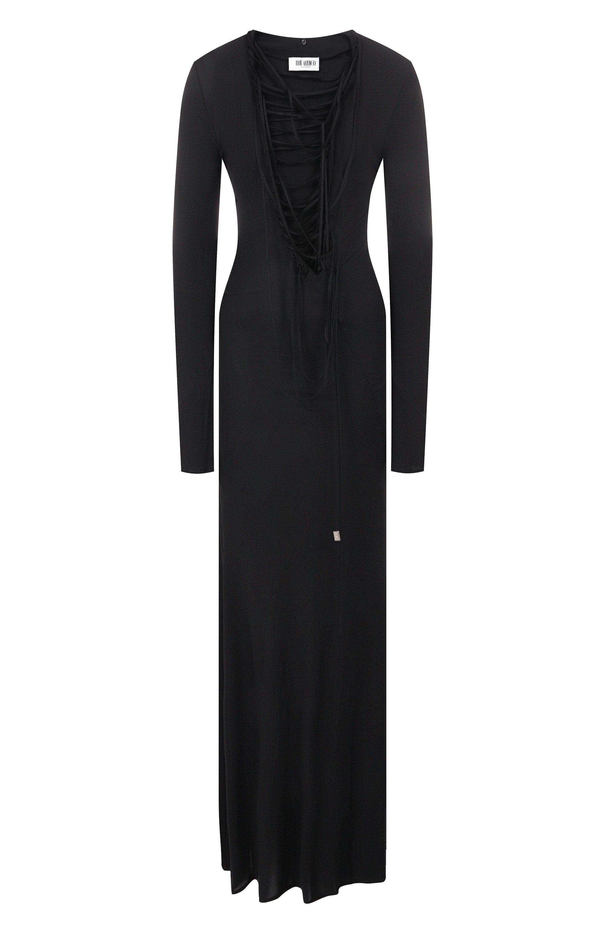 Платье из вискозы THE ATTICO черного цвета по цене 184500 руб., арт. 251WCW00243/VVV105AA, фото 1 Платье из вискозы THE ATTICO, арт. 251WCW00243/VVV105AA, фото 1