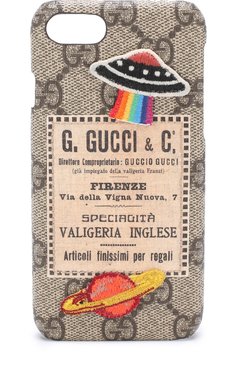 Чехол для iphone 7 с принтом GUCCI бежевого цвета, арт. 473913/K9GRT | Фото 1 (Материал внутренний: Не назначено; Региональные ограничения белый список (Axapta Mercury): Не проставлено; Нос: Не проставлено; Статус проверки: Проверена категория)