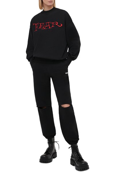 Хлопковый свитшот MSGM черного цвета по цене 19950 руб., арт. 2942MDM191 207999, фото 2 Хлопковый свитшот MSGM, арт. 2942MDM191 207999, фото 2