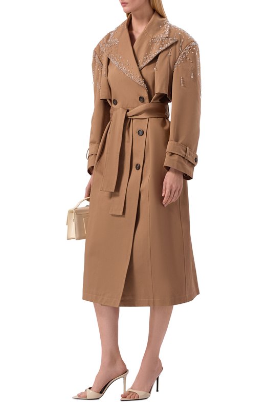 Хлопковый тренч Giuseppe di Morabito 06PSC0031R 16310 Бежевый  06PSC0031R 16310 Фото 2