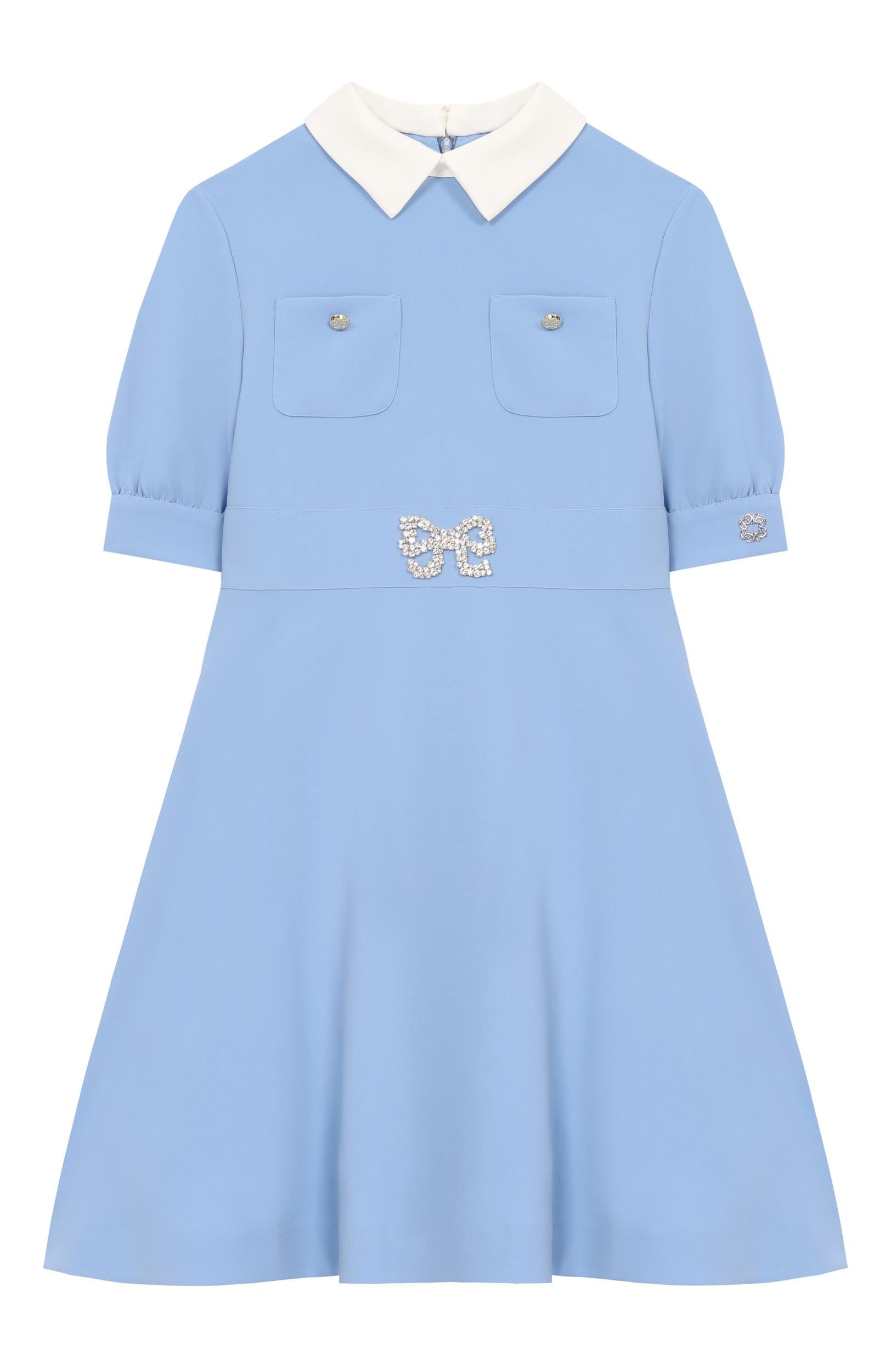 Платье ELIE SAAB JUNIOR голубого цвета по цене 79950 руб., арт. EFAB131/TS0802, фото 1 Платье ELIE SAAB JUNIOR, арт. EFAB131/TS0802, фото 1