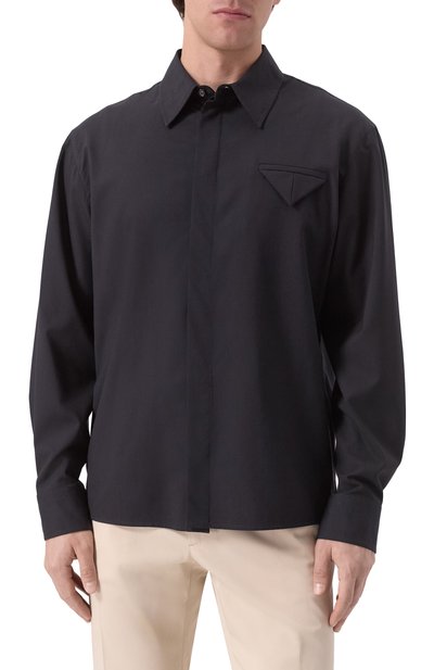 Шерстяная рубашка BOTTEGA VENETA темно-синего цвета по цене 153000 руб., арт. 703578/V4XP0, фото 3 Шерстяная рубашка BOTTEGA VENETA, арт. 703578/V4XP0, фото 3