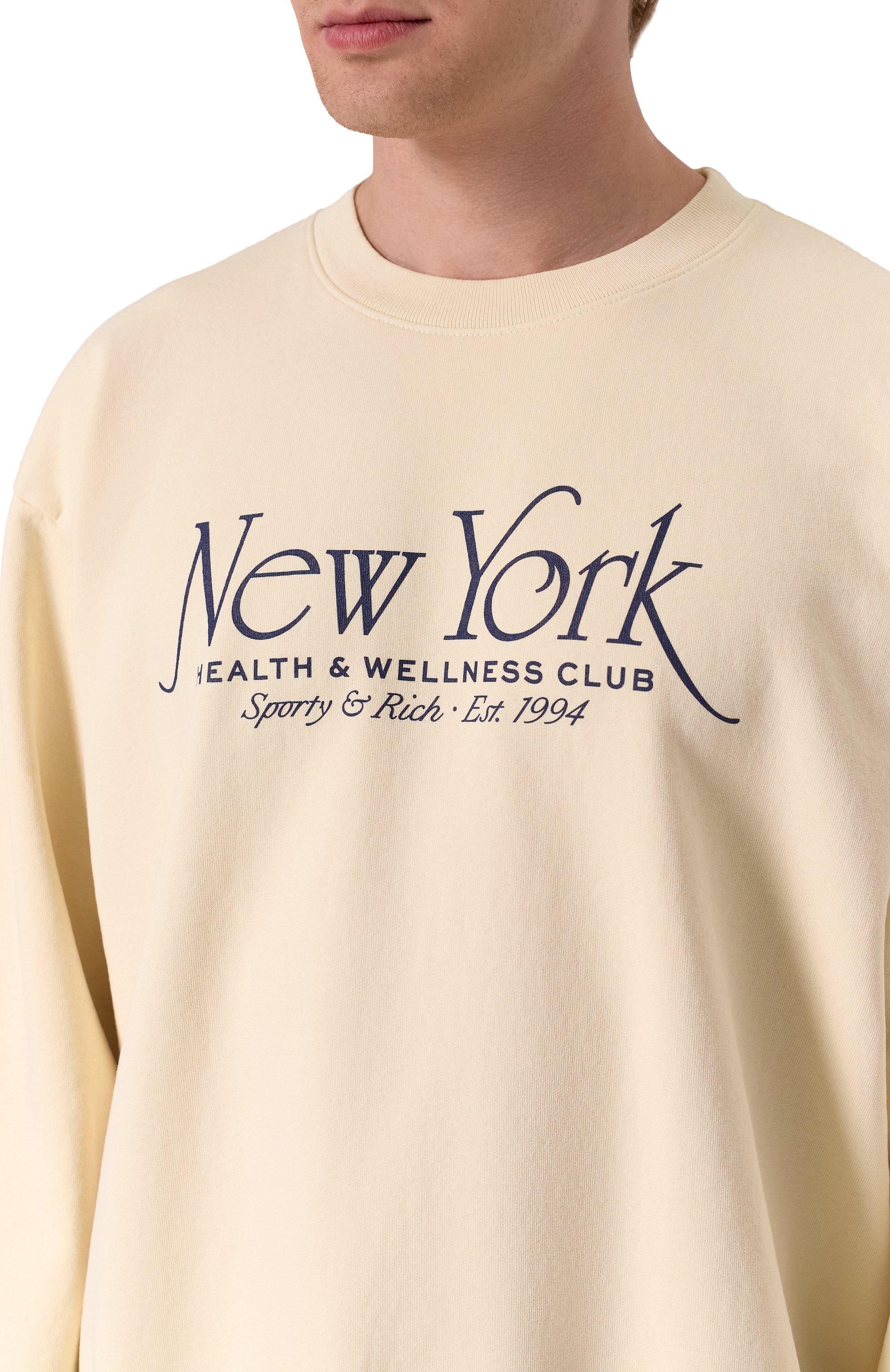 Хлопковый свитшот SPORTY AND RICH кремового цвета по цене 22650 руб., арт. ST071508034CR01, фото 5 Хлопковый свитшот SPORTY AND RICH, арт. ST071508034CR01, фото 5