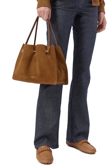 Женская сумка GIORGIO ARMANI коричневого цвета, арт. GW000836/AF14186 | Фото 2 (Размер: medium; Материал: Натуральная кожа; Материал сплава: Проставлено; Драгоценные камни: Проставлено)
