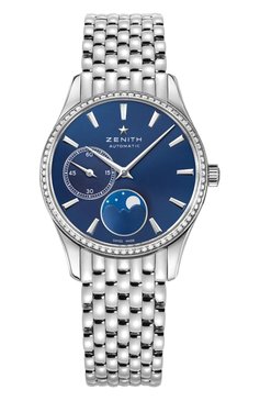 Женские часы ultra thin lady moonphase ZENITH бесцветного цвета, арт. 16.2310.692/51.M2310 | Фото 1 (Механизм: Автомат; Материал корпуса: Сталь; Региональные ограничения белый список (Axapta Mercury): Не проставлено; Нос: Не проставлено; Цвет циферблата: Синий)