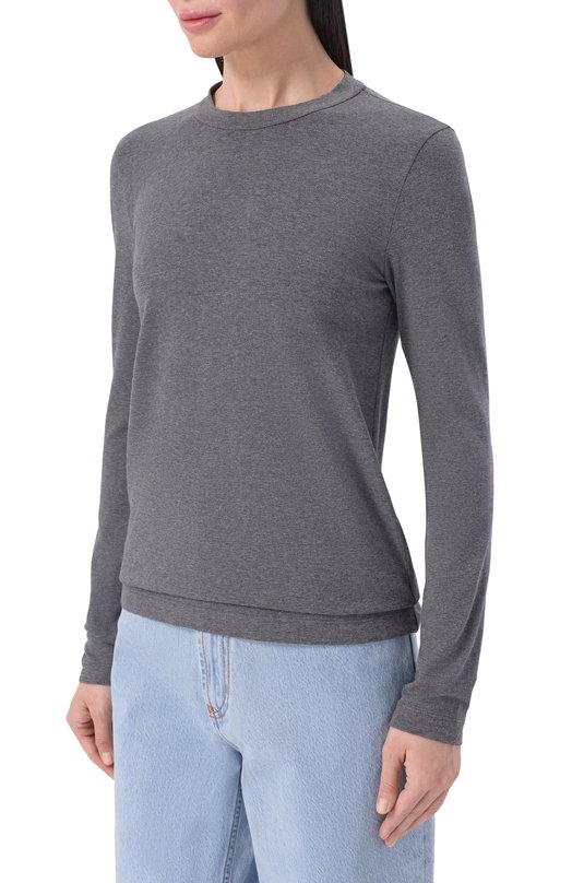 Хлопковый лонгслив Brunello Cucinelli MPT18B0107 Серый  MPT18B0107 Фото 3