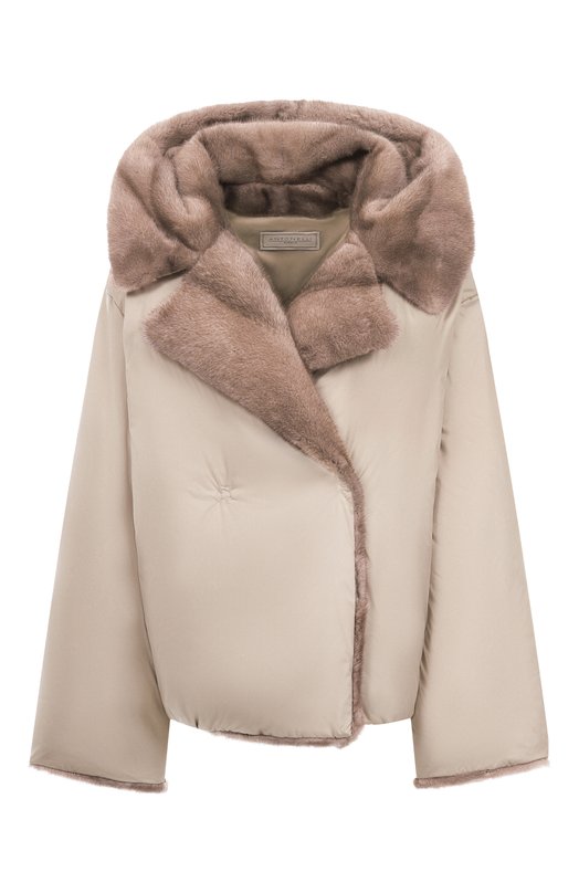 Пуховик с отделкой из норки Antonelli Firenze P3475/367C Бежевый P3475/367C