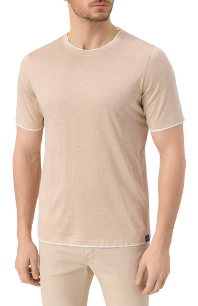 Футболка из шелка и хлопка GRAN SASSO бежевого цвета по цене 30700 руб., арт. 60123/78410, фото 3 Футболка из шелка и хлопка GRAN SASSO, арт. 60123/78410, фото 3