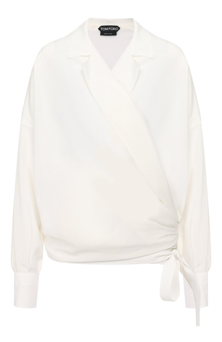 Женская шелковая блузка TOM FORD белого цвета, арт. CA3114-FAX054 | Фото 1 (Рукава от горловины: Длинные; Материал внешний: Шелк; Длина (для топов): Стандартные; Рукава: Длинные; Принт: Без принта; Женское Кросс-КТ: Блуза-одежда; Статус проверки: Проверена категория)