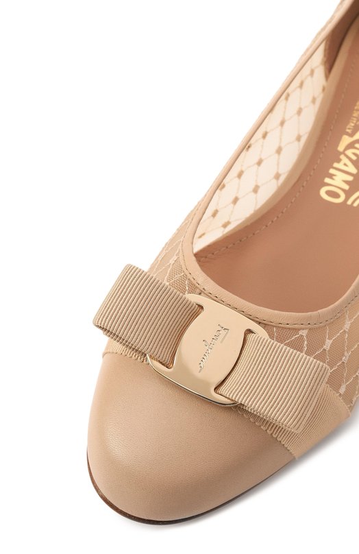 Комбинированные балетки Varina Ferragamo 01J563/779580 Бежевый  01J563/779580 Фото 7
