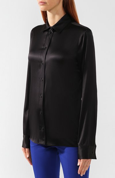Атласная рубашка BOTTEGA VENETA черного цвета по цене 188000 руб., арт. 575257/VA6R0, фото 3 Атласная рубашка BOTTEGA VENETA, арт. 575257/VA6R0, фото 3