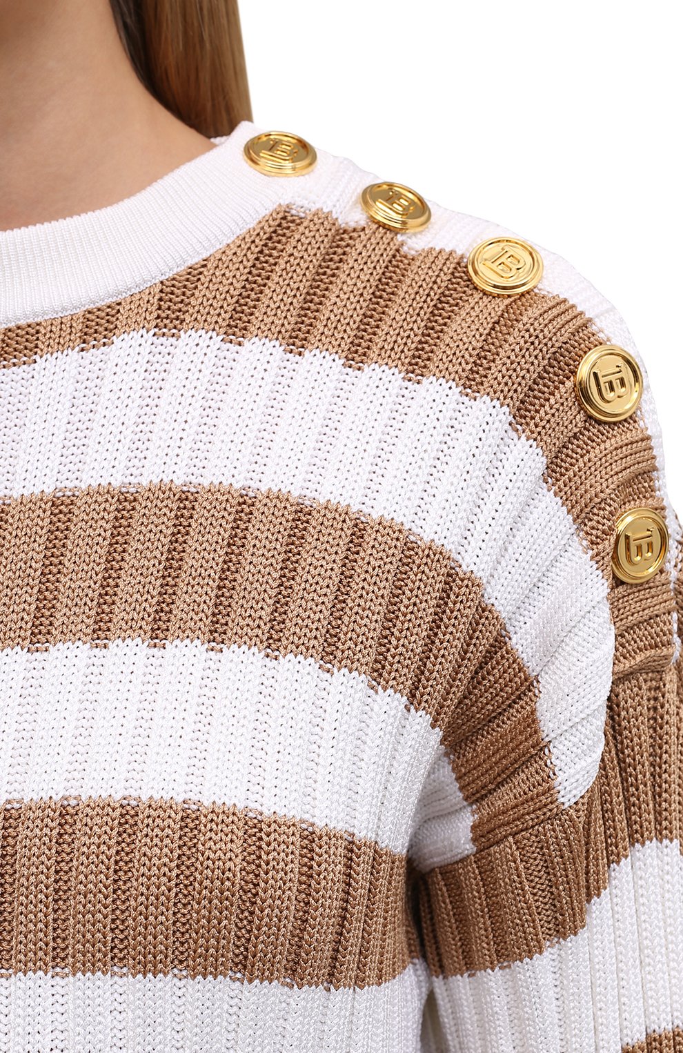 Платье из вискозы BALMAIN кремового цвета по цене 214500 руб., арт. XF1RF020/KB20, фото 5 Платье из вискозы BALMAIN, арт. XF1RF020/KB20, фото 5