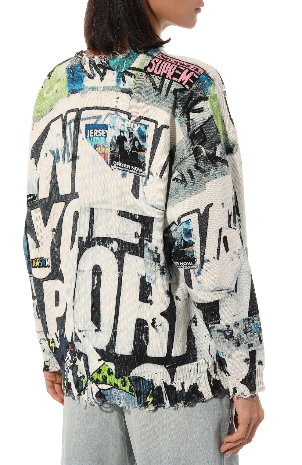 Хлопковый пуловер R13 разноцветного цвета по цене 57400 руб., арт. R13WY009-Y080B, фото 4 Хлопковый пуловер R13, арт. R13WY009-Y080B, фото 4