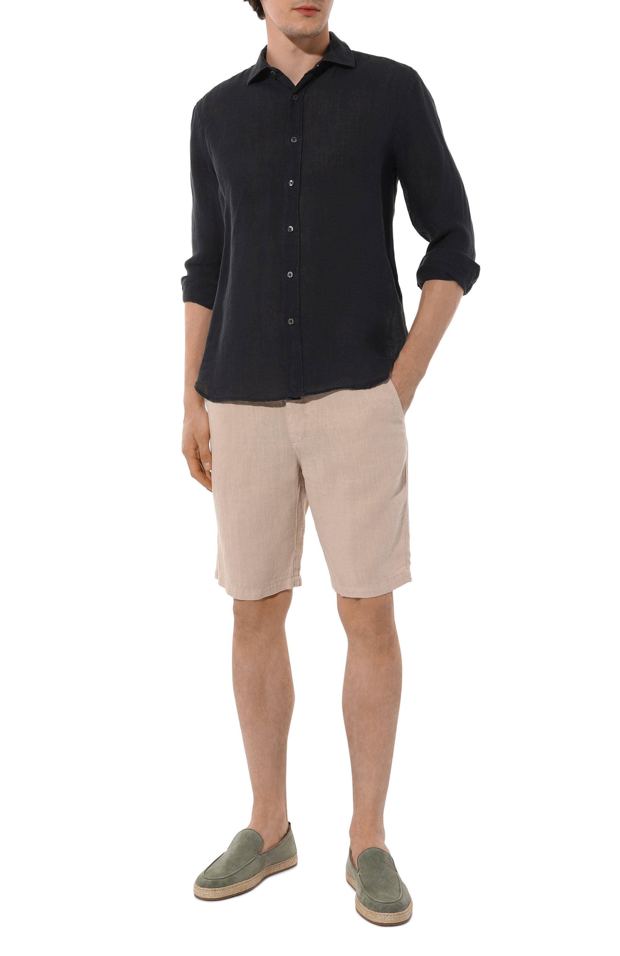 Льняные шорты 120% LINO бежевого цвета по цене 26350 руб., арт. 32ALIM2137/0253/000, фото 2 Льняные шорты 120% LINO, арт. 32ALIM2137/0253/000, фото 2