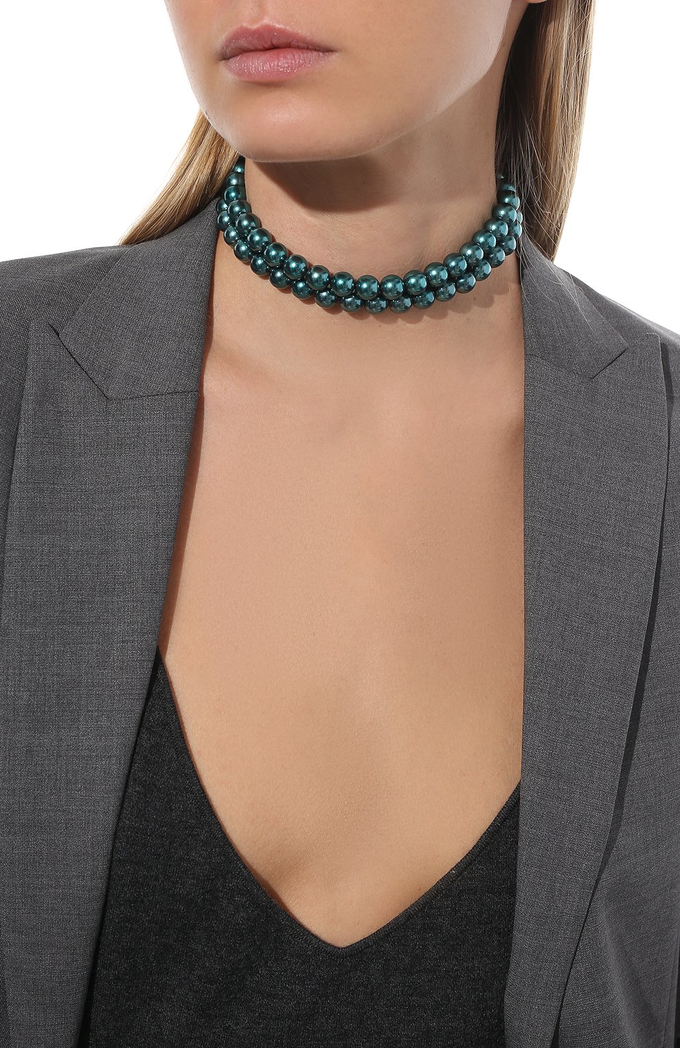 Колье SAINT LAURENT голубого цвета по цене 59950 руб., арт. 671651/Y1526, фото 2 Колье SAINT LAURENT, арт. 671651/Y1526, фото 2