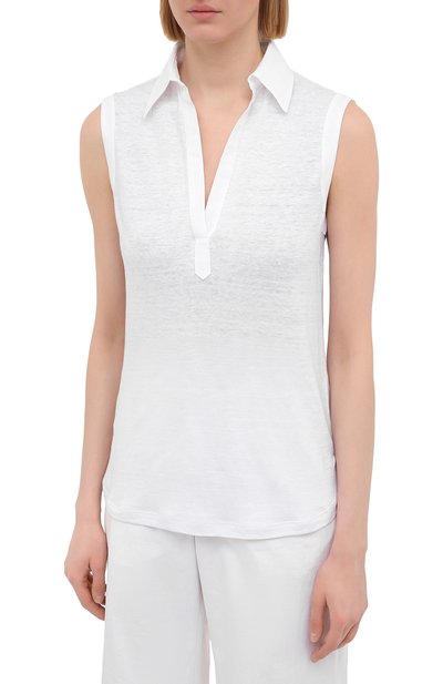 Льняной топ KITON белого цвета по цене 67800 руб., арт. D51742X08T54, фото 3 Льняной топ KITON, арт. D51742X08T54, фото 3