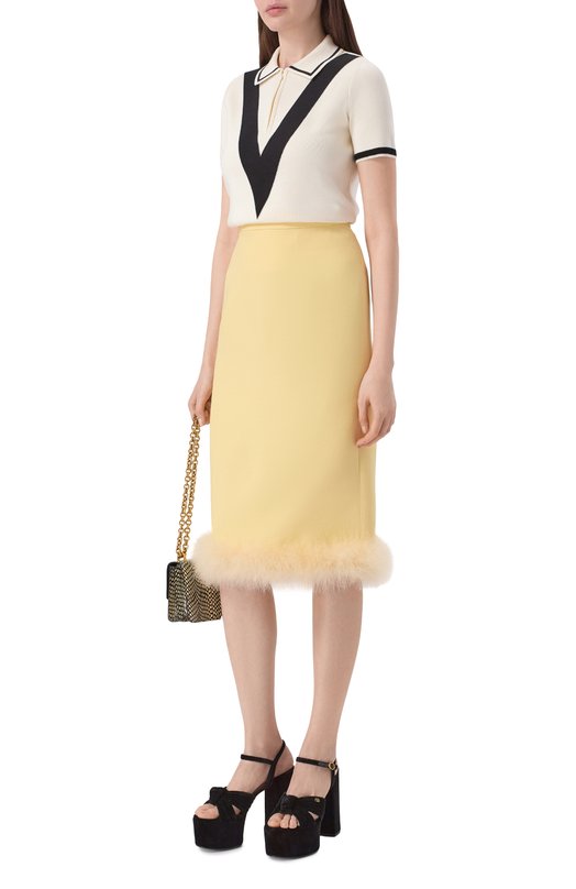 Юбка из шерсти и шелка Valentino 8B3RAEJ1/1CF Жёлтый  8B3RAEJ1/1CF Фото 2