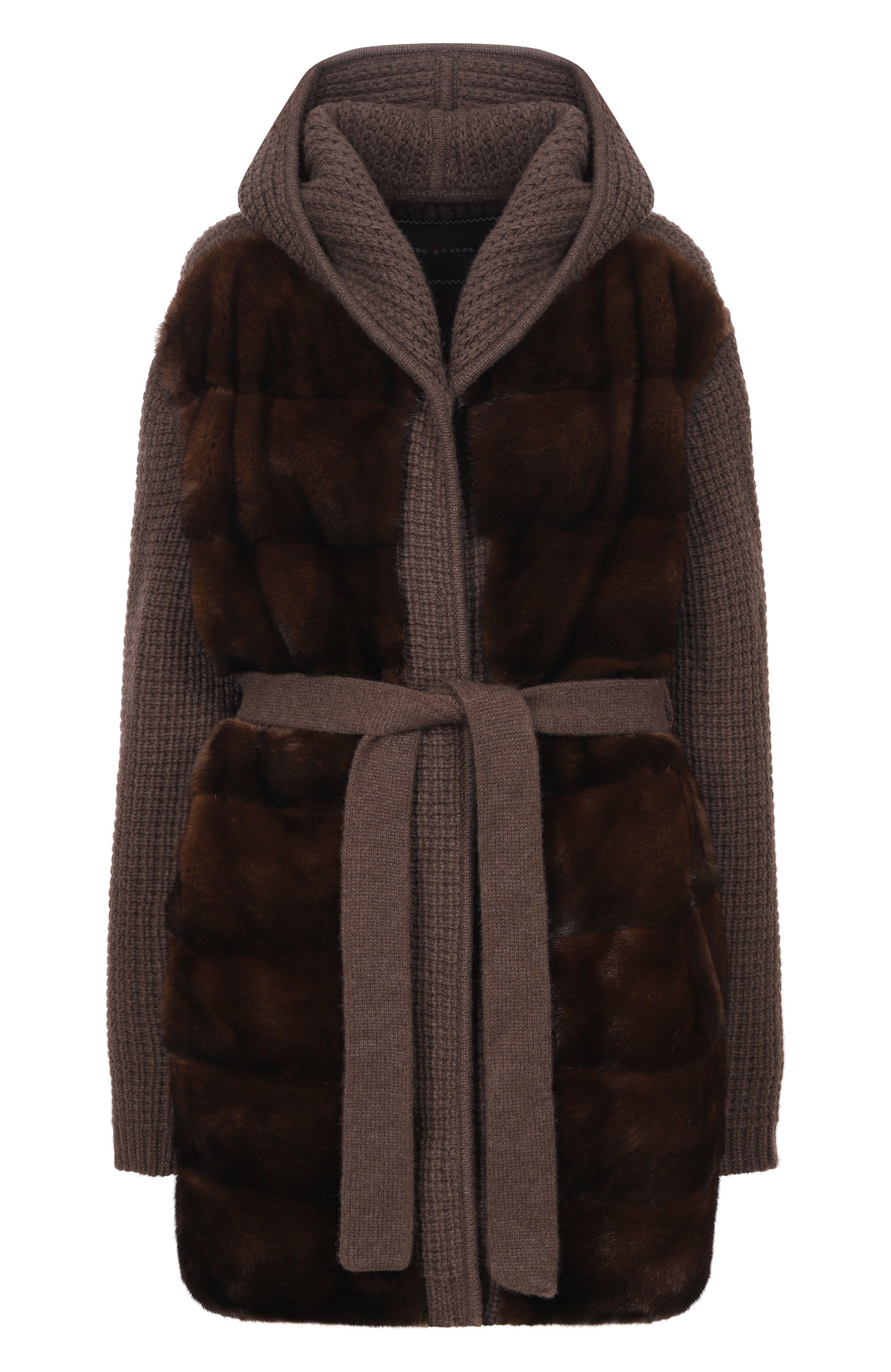 Kiton Кашемировый кардиган с отделкой из норки