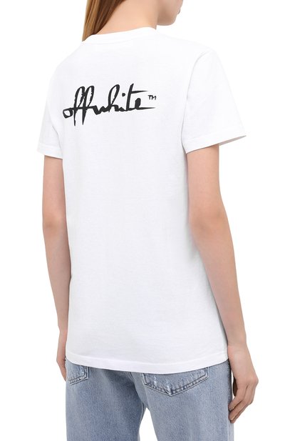 Хлопковая футболка OFF-WHITE белого цвета по цене 26350 руб., арт. 0WAA049E20JER0150110, фото 4 Хлопковая футболка OFF-WHITE, арт. 0WAA049E20JER0150110, фото 4