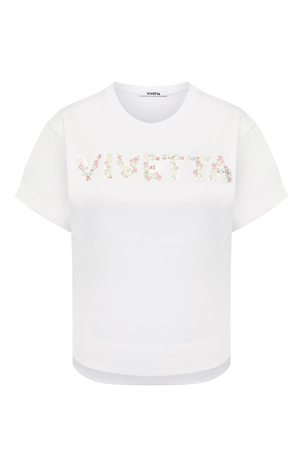 Хлопковая футболка VIVETTA белого цвета по цене 12450 руб., арт. 21E V2M0/F041/6953, фото 1 Хлопковая футболка VIVETTA, арт. 21E V2M0/F041/6953, фото 1
