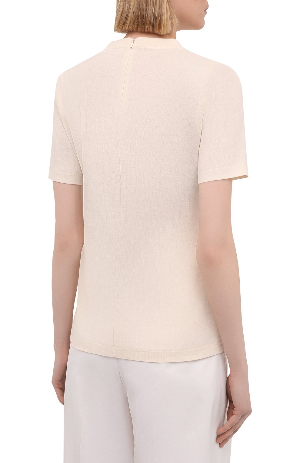 Хлопковый топ JIL SANDER светло-бежевого цвета по цене 23600 руб., арт. JSWS707303-WS247108, фото 4 Хлопковый топ JIL SANDER, арт. JSWS707303-WS247108, фото 4