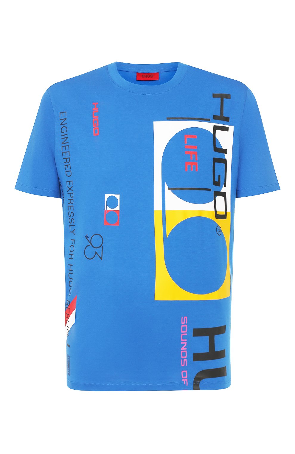 Хлопковая футболка HUGO синего цвета по цене 6600 руб., арт. 50430588, фото 1 Хлопковая футболка HUGO, арт. 50430588, фото 1