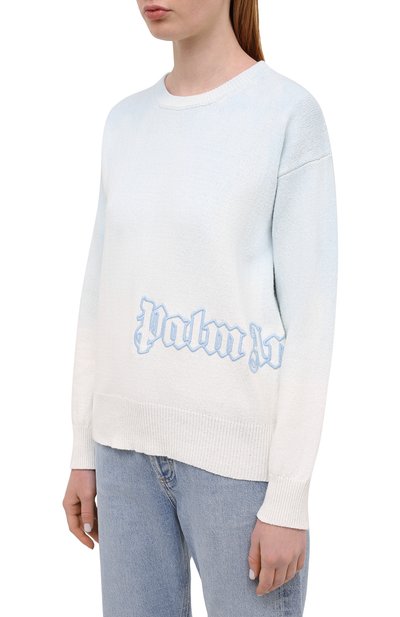 Хлопковый пуловер PALM ANGELS светло-голубого цвета по цене 52350 руб., арт. PWHE023S21KNI0020340, фото 3 Хлопковый пуловер PALM ANGELS, арт. PWHE023S21KNI0020340, фото 3