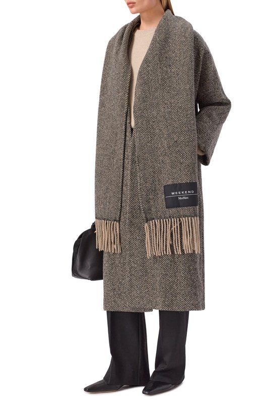 Шерстяное пальто Weekend Max Mara ZENICA Чёрно-белый  ZENICA Фото 2