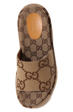 Женские текстильные сабо gg angelina GUCCI бежевого цвета, арт. 674761 UKO00 | Фото 4 (Материал внешний: Текстиль; Подошва: Платформа; Каблук тип: Танкетка; Нос: Не проставлено)
