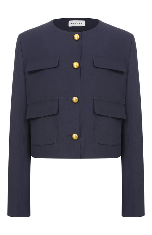 Жакет из вискозы и льна P.A.R.O.S.H. D420433G/RAISA26 Синий D420433G/RAISA26
