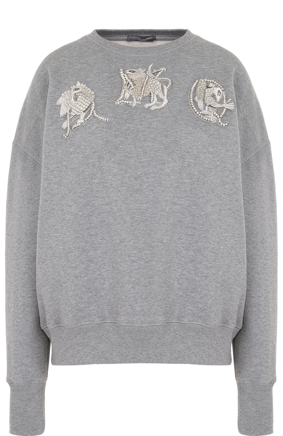 Хлопковый свитшот с декоративной отделкой ALEXANDER MCQUEEN, арт. 485347/QJZ09, фото 1