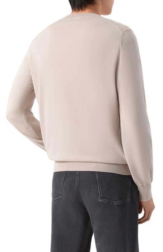 Хлопковый джемпер Brunello Cucinelli M2900100 Бежевый  M2900100 Фото 4